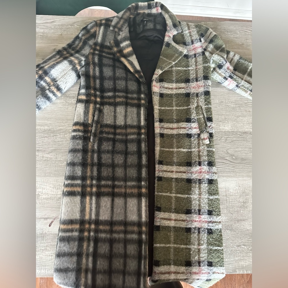 Aqua Long Green Grey Coat